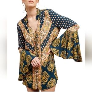Free People Magic Mystery Tunic Navy Multicolor Size Small